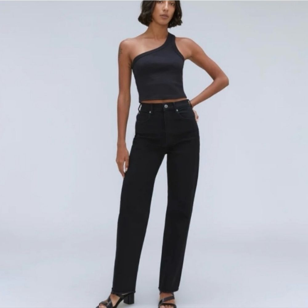 Everlane jeans the way high raw hem jeans organic cotton